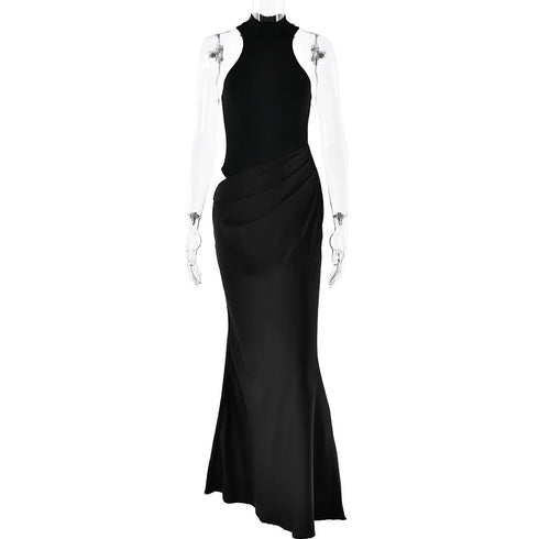 JULISSA MO Satin Sexy Hollow Out Maxi Dress for Elegant Parties