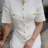 Elegant Knitted Mini Dress for Women Slim Fit Ribbed Knit with Metal Buttons Short Sleeve Holiday Party Dress