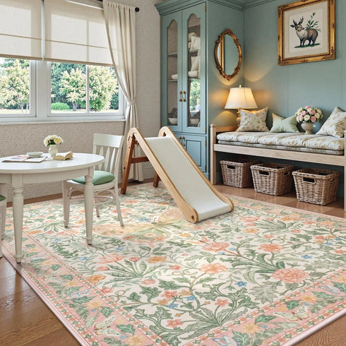 Floral Butterfly Area Rug for Bedroom and Living Room Soft Non-Slip Floor Mat