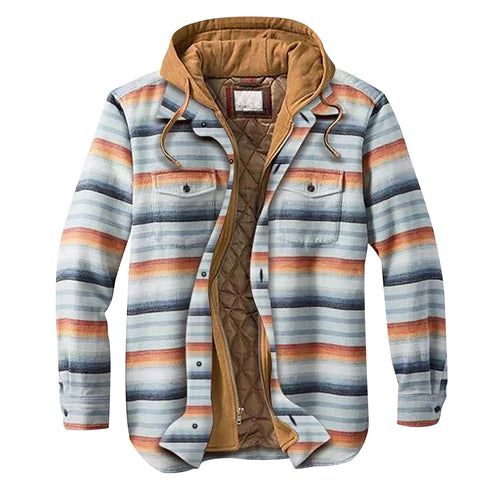 Men's Casual Plaid Hooded Zipper Jacket - Cozy Winter Outerwear for Stylish Adventures