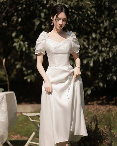 Bridesmaid Dress Floor Length Jersey Gown With Ruched Bow Sweetheart Neckline For Wedding Party Dress