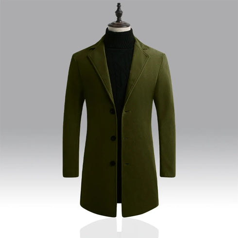 Men's Slim Fit Trench Coat for Fall and Winter - Stylish Woolen Blended Outwear for Business Casual and Travel