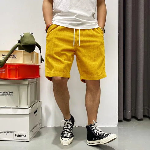 Trendy Retro Corduroy Men's Casual Work Shorts for Summer