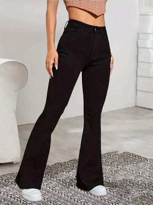 Women’s Vintage Flare Stretch Jeans - Classic High Waist Bell Bottom Denim Pants for All Season Y2K Punk Style, Perfect for Fall Outfits and Homecoming Jeans Ideas