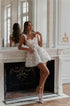 Modern Two Straps Full Lace Flower Short Mini Wedding Dresses
