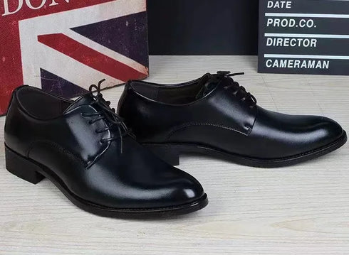 Stylish Leather Oxfords for Men - Perfect for Formal Dress, Weddings, and Office Work - British Style Non-Slip Casual Flats with Pointed Toe Design