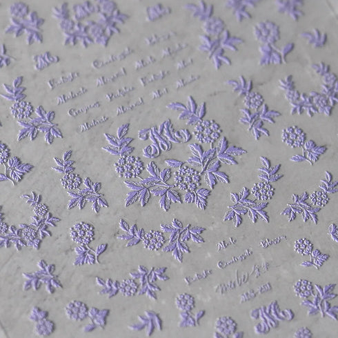 Kawaii Hydrangea 5D Embossed Flower Nail Art Stickers - Self-Adhesive Transfer Decals for Stunning DIY Nail Decoration