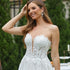 Popular Strapless V-Neck 3D Flower Lace Applique A Line Wedding Dresses