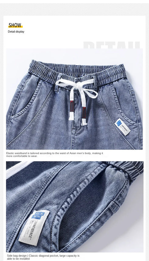 Korean Street Luxury Work Pants Men's Jogger Jeans Denim Wear