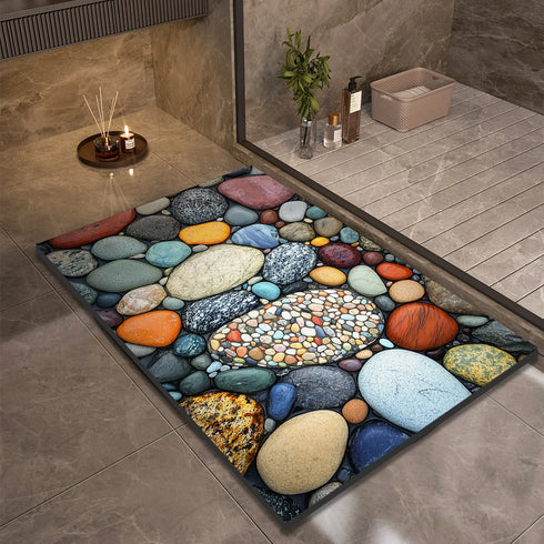 Stone Design Diatomite Bath Mat Non Slip Absorbent Quick Dry Shower Foot Mat