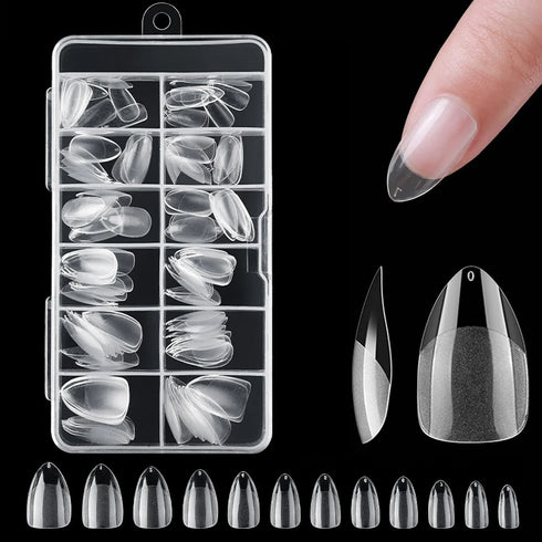 120Pcs Clear Frosted Stiletto, Almond, and Square Fake Nails - Full Coverage Gel X Coffin Manicure Tips for Stunning Autumn Nails