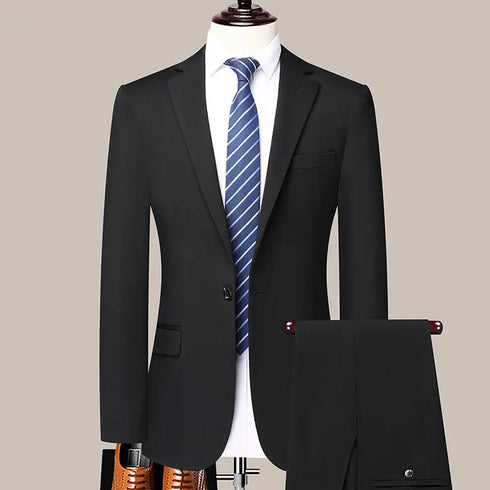 Men's Fashion Business Suit Two-Piece Set for Weddings and Banquets