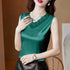 Korean Lace Hollow V-neck Sleeveless Office Tank Top for Women