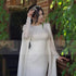 Flavinke Customized Satin Muslim Wedding Dresses O Neck Lace Long