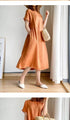 Loose Fit Slimming Cotton Linen Dress for Women Summer Plus Size Mid-Length Skirt