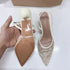 Sexy Mesh Pointed Stiletto Mules Women Heels Elegant