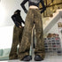 Vintage Women's Leopard Print High Waist Straight Leg Jeans for Trendy Y2K Hip Hop Style and Casual Fall Outfits