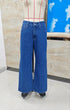 Baggy Dot Print Jeans For Women, Casual Wide Leg Denim Pants With Pockets, Low Rise Comfort Fit