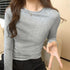 Slim Fit Long Sleeve O Neck T Shirt for Women Casual Streetwear Tops