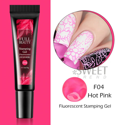 8ml Black Nail Stamping Gel Polish for Stunning Manicure Art with White Gold Transfer Gel, Perfect for UV Soak Off Varnish and Nail Art Stamping Plate Tools