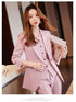 Chic Korean Fashion Women's 3-Piece Blazer Suit Set with Long Sleeve Vintage Jacket and Vest + Slim Straight Pencil Pants for Elegant Business Outfits
