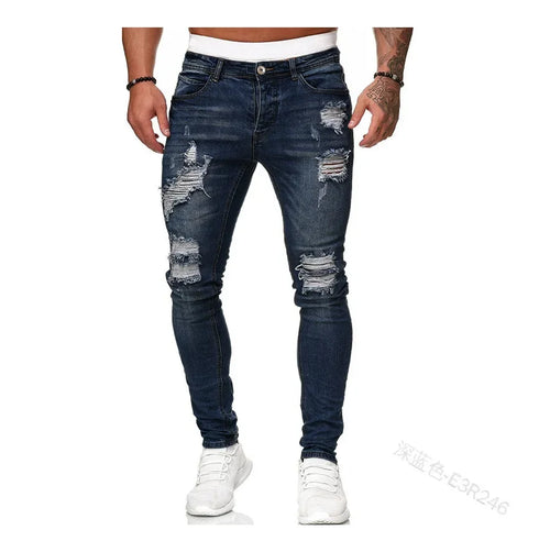 Ripped Slim Fit Denim Distressed Ankle Length Mens Jeans
