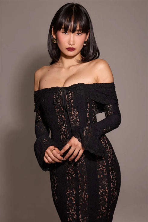 Mozision Lace Off-shoulder Sexy Maxi Dress Elegant Evening Dress