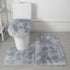 3 Piece Solid Color Bathroom Carpet Set Non-Slip Toilet Lid Cover Rugs Kit
