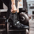 Punk-Inspired Mid-Calf Motorcycle Boots for Men - All-Match Denim Tooling Footwear