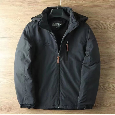 Fleece Lined Waterproof Jacket for Men – Warm Outdoor Hiking and Trekking Windbreaker with Hood for Spring and Autumn Adventures