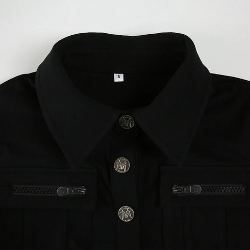 Fashion Safari Style Summer New Hottie Chic Polo Shirts Metal Button Slim Fit Design Packets Causal T-Shirts