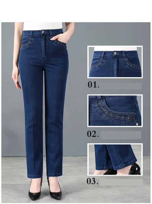 Casual Oversized 38 Mother Jeans with Embroidered Pockets - High-Waisted Loose Straight Leg Denim Trousers for Effortless Fall Outfits and Stylish Jeans Outfit Inspo