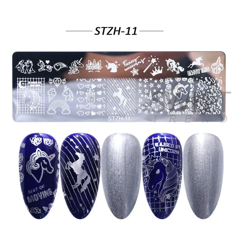 Winter Wonderland Nail Art Stamping Plate with Snowflake, Butterfly, and Rose Leaf Designs - Perfect for DIY Christmas Nail Polish Printing Template Tool