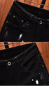 Retro Ripped Black Stretch Jeans Men's Casual Comfort Pants