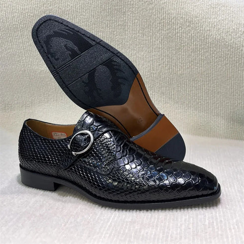 Men's Classic Cow Leather Brogue Shoes Lace-Up Pointed Toe Footwear