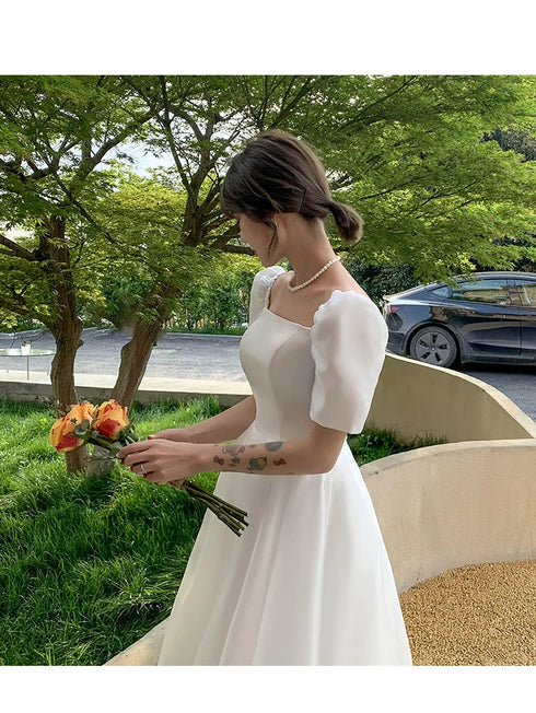 White Sweat Princess Wedding Dress for Banquet Ball Prom