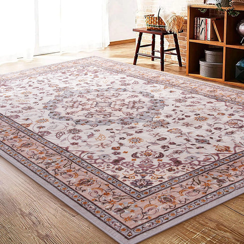 Machine Washable Vintage Area Rugs for Living Room with Non-Slip Rubber Backing