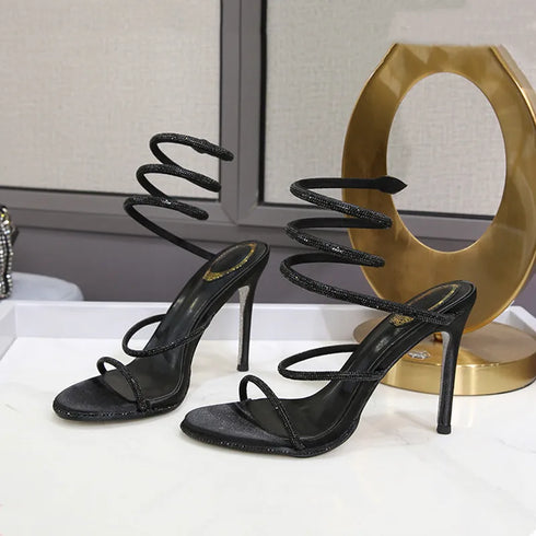 Rhinestone Snake Stiletto Gladiator Sandals For Wedding