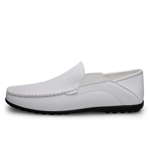 Luxury Genuine Leather Men's Casual Slip-On Loafers, Italian Moccasins, Breathable and Comfortable Boat Shoes in Plus Sizes 46 and 47