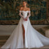 Modern Elegant Wedding Dresses Off The Shoulder Bridal Gowns With Detachable Train Lace Appliques