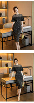 Work Style Striped Floral Formal Occasion Dress Women Clothes