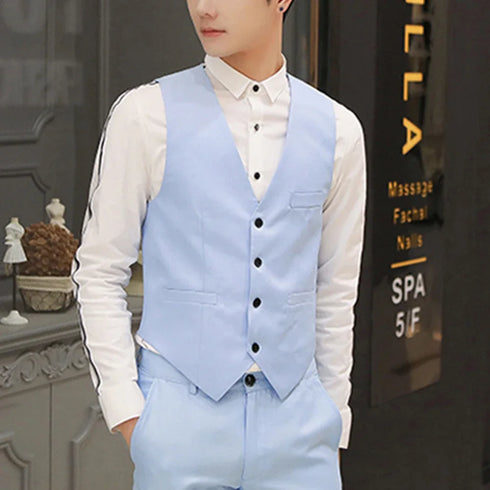 Men's Formal V Neck Tuxedo Vest - Tailored Fit Waistcoat for Business Events and Gatherings