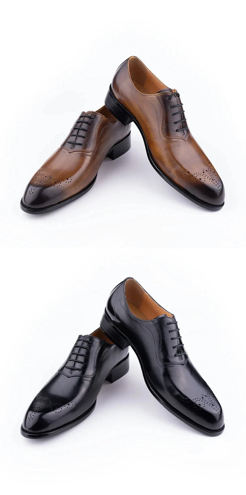 Classic Men's Oxfords Genuine Leather Shoes for Wedding Party Office and Business Suits