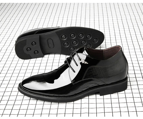 Elevator Dress Shoes for Men Patent Leather Heighten Formal Oxfords