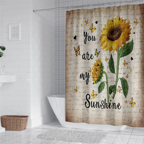 4 Piece Doormat Shower Curtain Set with Non-Slip Rugs Toilet Seat Cover and Bath Carpet for Bathroom Decor