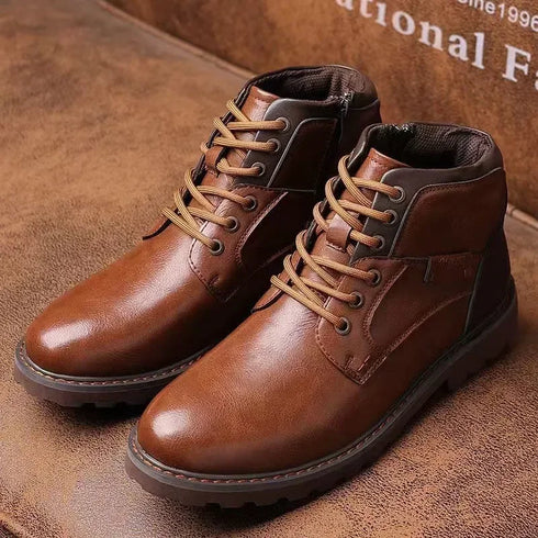Vintage Handmade Ankle Boots for Men - Retro Outdoor Work Booties