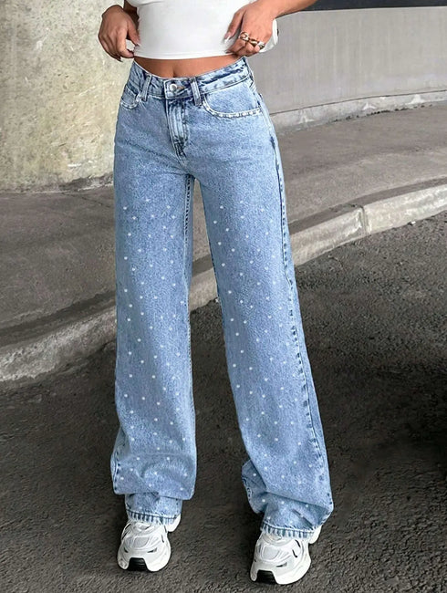 Baggy Jeans Denim Pants High Waisted Loose Fit Vintage Design For Casual Everyday Wear