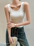 Casual Women's Off Shoulder Crop Tank Tops - Summer Ribbed Cotton Sports Vest for Y2K Style and Comfortable Everyday Wear