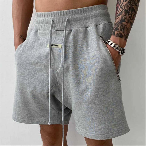 Men's Shorts High Street Retro Casual Fashion Cotton Double Zipper Five Point Pants Summer Sports Fitness Loose Shorts