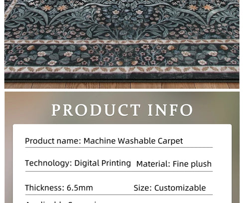 Large Machine Washable Bohemian Flower Carpet for Living Room and Bedroom Decoration